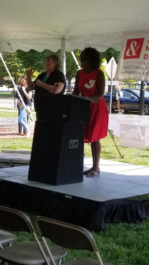 Kendra speaks at the HB104 Rally